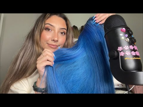 ASMR Custom for Sophie💜 ~nail tapping, hand movements, wig & hand bag textured scratching~