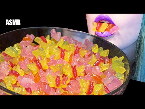 ASMR: CHEWY BUTTERFLY FRUIT GUMMY | Gummy Candy Bowl 🍭 ~ Relaxing Eating [No Talking|V] 😻