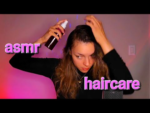 ASMR Soft spoken Haircare: spraying, oiling, washing, conditioning, brushing 💆‍♀️ 💗