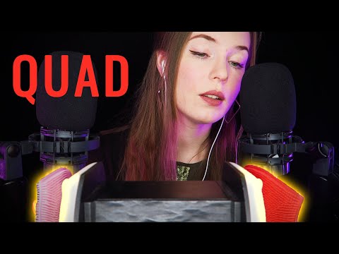 QUAD ASMR for QUAD Tingles - Intense Ear Massage and Ear to Ear Whispering 1 HOUR
