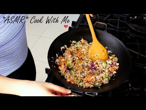 ASMR COOK WITH ME : CAULIFLOWER FRIED RICE W. NORI (CHOPPING / GRATING / WOK COOKING + CHATTING) ^_^