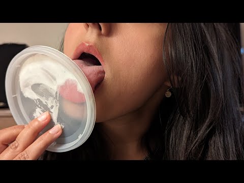 ASMR | Lid licking | whipped cream & yogurt