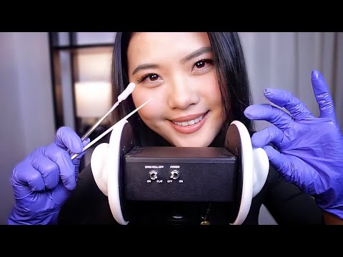 ASMR ~ Ear Touching & Cleaning👂with Soothing Glove Sounds (Ear Attention, Whisper)