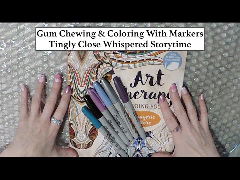 ASMR Gum Chewing & Coloring with Markers | Story Time | Tingly Whisper