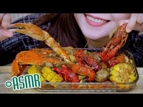 ASMR eating Seafood with Cajun sauce (Snow crab , crawfish) Slurping EATING SOUNDS | LINH-ASMR