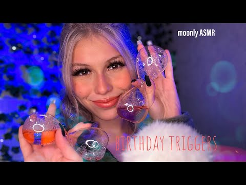 ASMR-birthday triggers🎂(tapping,water globes,slime…)