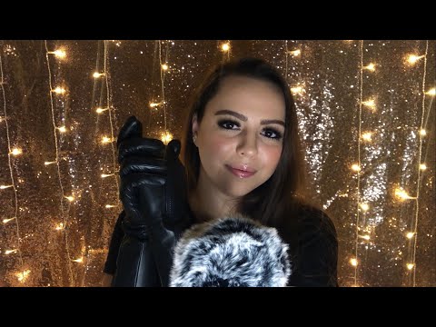 ASMR Leather Sounds | testing new leather gloves + close whispers 🖤