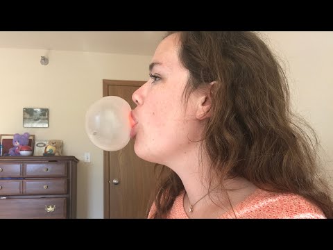 ASMR Bubble Gum Blowing Side View w/ Whisper