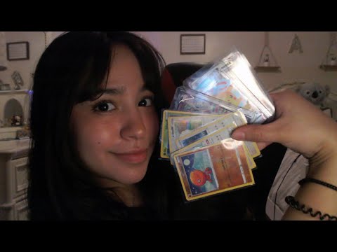 ASMR Tapping and Tracing With Pokemon Cards | showing you my collection!