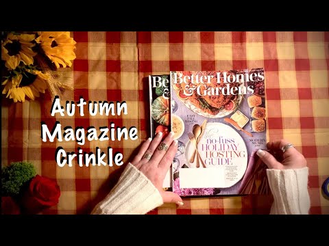 ASMR Crinkly Autumn Magazines (No talking) Page turning of Good Housekeeping. Extra Crinkly.