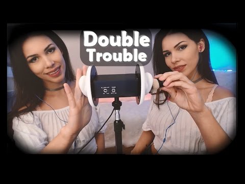 ASMR Double Trouble. (Brushing, Blowing, Unintelligible Whispers and Kisses)