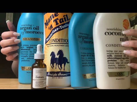 ASMR tapping on hair products | My Hair Care Routine