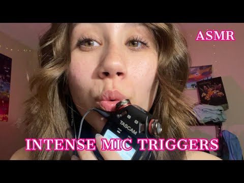 ASMR | INTENSE ear-to-ear mic triggers w/ tascam (mouth sounds, mic brushing, glove sounds, etc.)