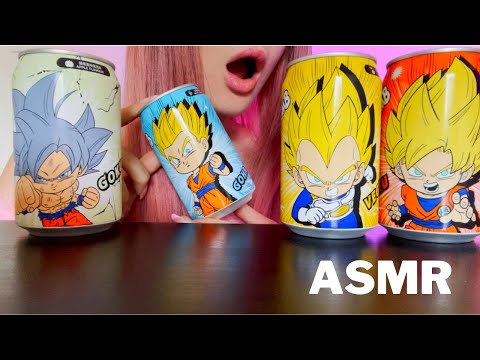 ASMR Drinking Dragon Ball Z Drinks | Tapping & Can Opening Sounds