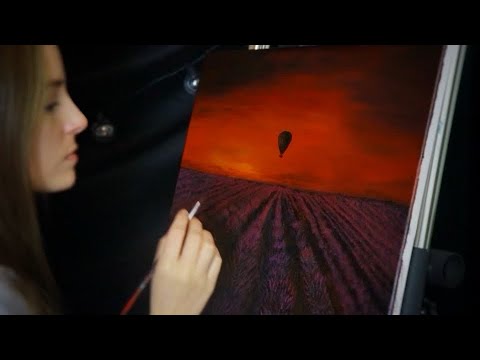 Painting ASMR | Lavender Field at Sunset