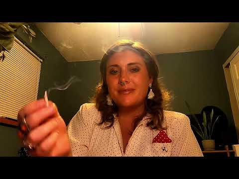 short asmr - whispered - clothes stratching, incense match lighting,  and bouquet rustling