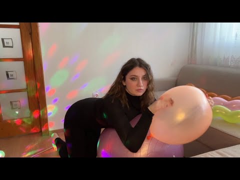 ASMR | YogaBall, Punching Balloons and Spit Painting | Blowing And Bursting Balloons ♥️
