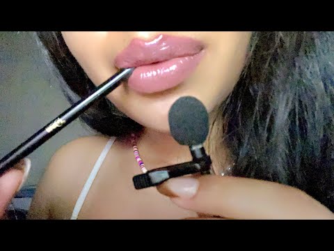 ASMR~ LoFi Inaudible Whispering+ Spoolie Nibbling+ Face brushing (Lots of Wet Mouth Sounds)