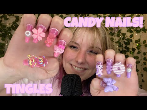 ASMR straight nail on nail tapping sounds! long chunky nails different textures + tapping 💅🏻 💜💗