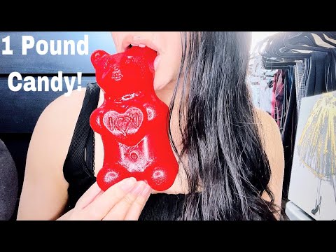 Asmr | Eating Sounds, GIANT Gummy Bear | Some Whispering