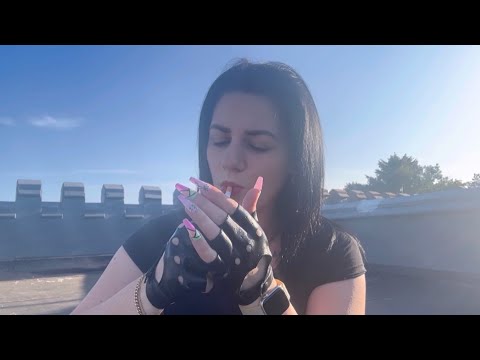 ASMR | Leather Gloves, Hand Movements, Smoking & Long Nails Tapping ☀️