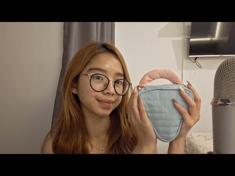 ASMR what's inside my pouch 😊 with soft whispering