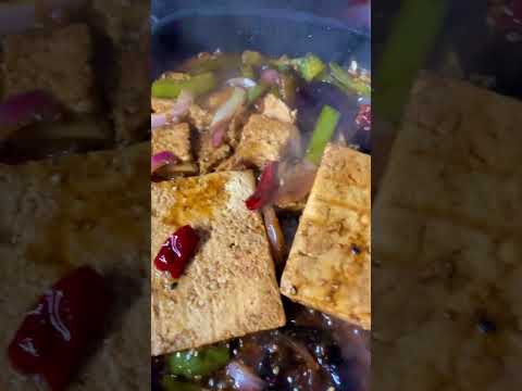 Korean style grilled tofu curry in pan | Food ASMR | sizzling