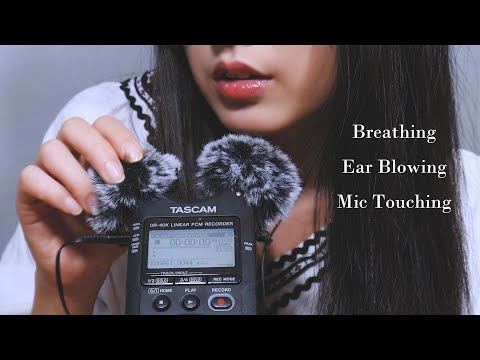 ASMR Ear Blowing & Mic Touching | Fluffy Mic | Deep Breathing | Sleep & Relax (No Talking)