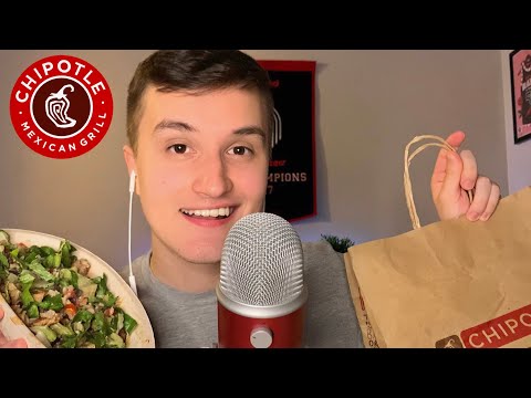 [ASMR] Chipotle Chicken Bowl Mukbang 🐔🌯 (relaxing eating sounds) w/ Chips
