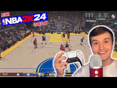 ASMR | Playing NBA2K24 Gameplay 🎮 (w/ controller sounds + gum chewing)
