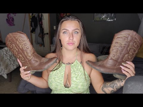 ASMR- Cowboy Boot Scratching & Tapping!!! (Leather Sounds)