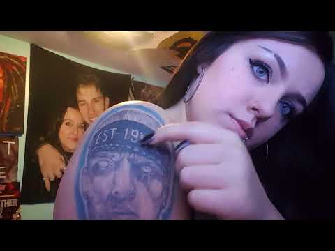 ASMR- Aggressive Skin Sounds & Tattoo Tracing (Gum Chewing)