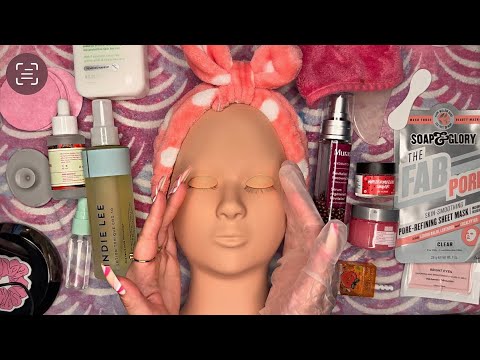ASMR | Facial Skincare on A Mannequin 👀💆‍♀️ (soft whispering, tapping)