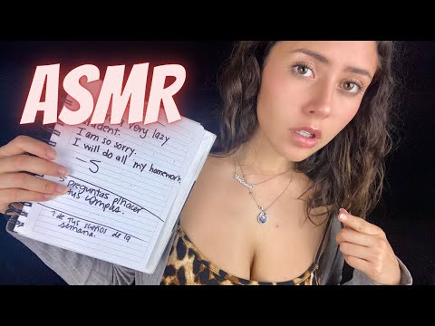 ASMR en español soft spoken✨ tu maestra de inglés mala onda😈 clase online roleplay