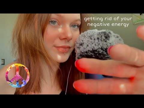asmr | plucking away your negative energy (mouth sounds, visual triggers, inaudible whispers)☮️☯️