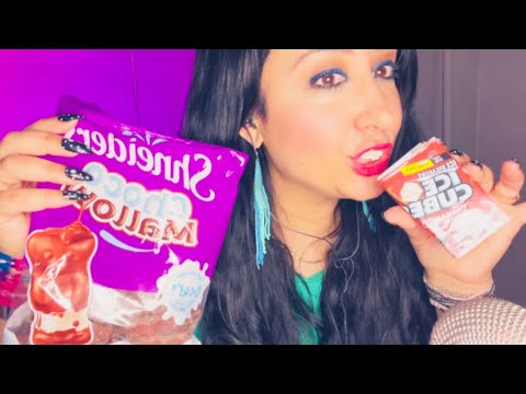 For Rest & Relaxation ASMR CHEWING ICE CUBES CINNAMON GUM/ GROCERY HAUL (junk food ed)