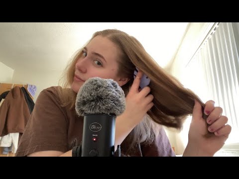 ASMR brushing my hair ✨💇‍♀️ rambling, hair play, + mic brushing