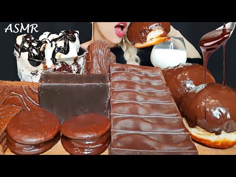 CHOCOLATE DESSERTS ASMR (DONUTS, CHOCOLATE MARSHMALLOW, CHOCO-PIE) Eating Sounds MUKBANG