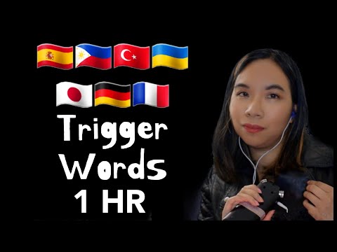 ASMR TRIGGER WORDS IN DIFFERENT LANGUAGES (Soft Speaking, Whispering. Leather, Gloves)  💓🧤[1 Hour]