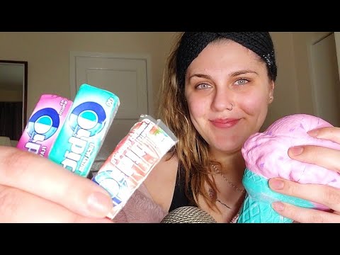 ASMR Gum Chewing & Sticky Tapping 💜