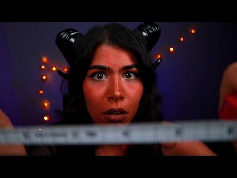 ASMR 👹 EXAMINING YOUR FACE 👹 mouth sounds, face measuring, fire crackling, spit painting
