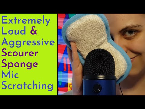 ASMR Extremely LOUD & Aggressive Scourer Sponge Blue Yeti Mic Scratching (No Cover) - Very Intense!