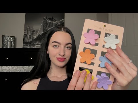 [ASMR] Clipping Your Hair Back With Flower & Fruit Shaped Clips