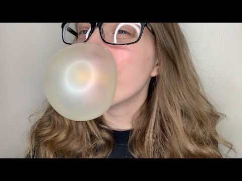 ASMR Gum Chewing + Bubble Blowing (Hubba Bubba Bubble Tape)