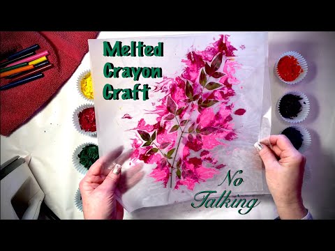 ASMR/Melted Crayon craft (No talking) Crinkly wax paper, crayon shaving & melting, cutting.