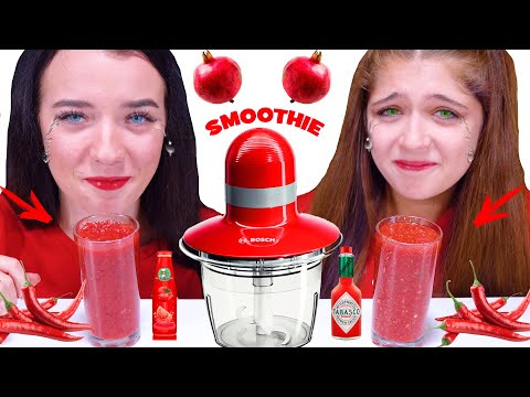 EATING ONLY ONE COLOR (RED) FOOD SMOOTHIE CHALLENGE By LiLiBu