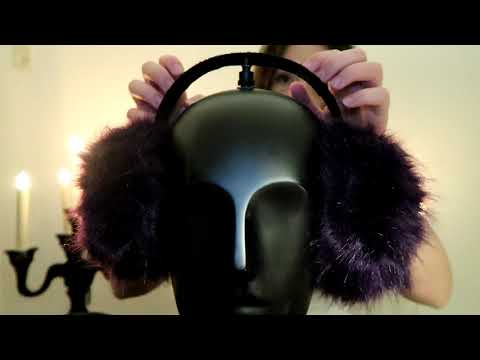 ASMR Fluffy ear muffs - Scratching, brushing and tapping sounds (no talking)