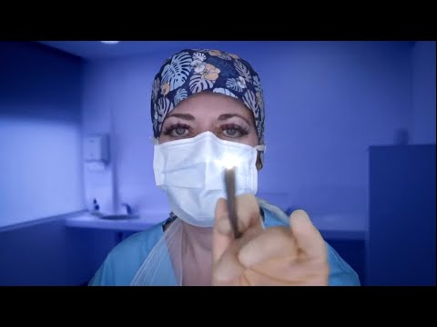 ASMR Ear Exam, Nasal Endoscopy and Bronchoscopy - Otoscope, Latex Gloves, Spray, Apron, Writing