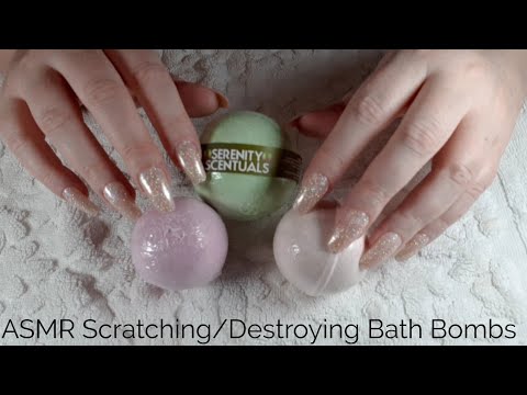 ASMR Scratching/Destroying Bath Bombs- No Talking