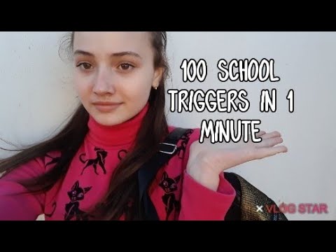 АСМР|100 триггеров в школе за 1 минуту|ASMR|100 school triggers in 1 minute|🤓💗